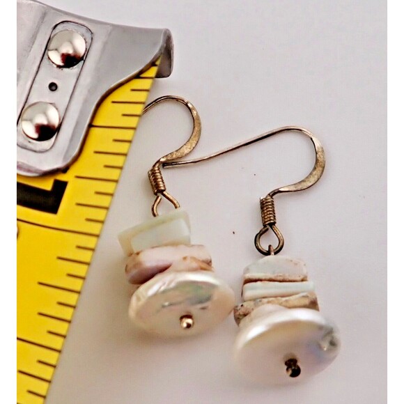 Squashed Pearl Blue Shell Beaded Chocker Necklace & Matching Hook Earring Set - Picture 6 of 7